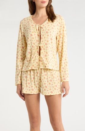 French Connection Bow Tie Short Pajamas in Pale Yellow at Nordstrom, Size X-Large