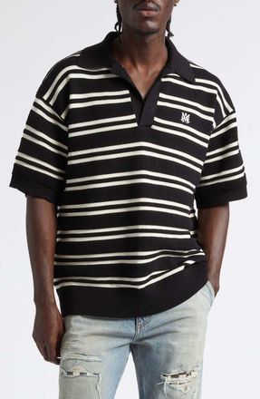 Amiri MA Stripe Polo Sweater in Black at Nordstrom, Size Xxx-Large
