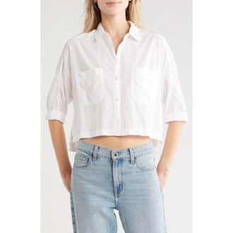 James Perse Lawn Cotton Crop Shirt in White at Nordstrom Rack, Size 3 (Fits Like 8-10 Us)