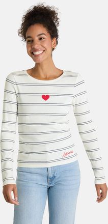 Lieblingsst&uuml;ck Langarmshirt LIEBLINGSST&Uuml;CK SinaL, Damen, Gr. 4XL, sanftes wei&szlig;, Rippstrick, Obermaterial: 95% Baumwolle, 5% Elasthan, gemustert, gestreift, mehrfarbi