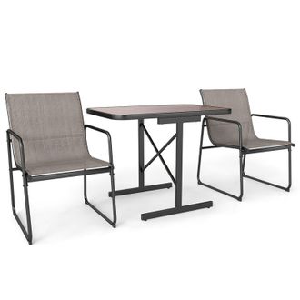 Costway Costway 3 Piece Patio Bistro Set Outdoor Furniture Set for Small Space in Brown