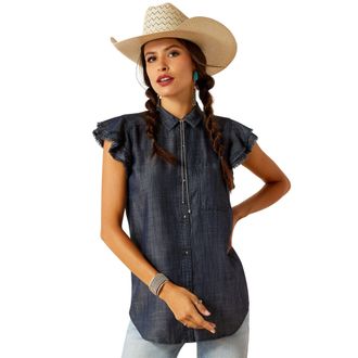 Ariat Womens Carriage Top in Indigo Rinse, Size X-Small, by Ariat