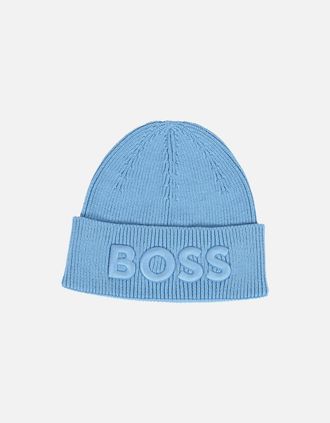 HUGO BOSS Mens Boss Orange Afox Beanie Hat Open Blue - Navy - Size: 1 size