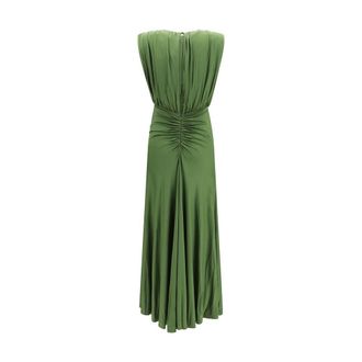 Self Portrait Gathered Viscose Maxi Dress - Green