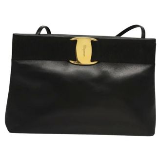 Ferragamo Tweedehands leren schoudertassen - Dames - Pre-owned - Zwart - Maat: ONE Size Leer