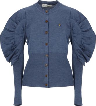Vivienne Westwood Eli Cardigan With Dramatic Sleeves And Embroidered Logo