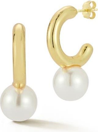 Glaze Jewelry Faux Pearl Drop Hoop Earrings in Gold at Nordstrom Rack