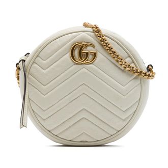 Gucci Pre-owned Gucci Mini GG Marmont Matelasse Calfskin Round Crossbody Ladies 7B56LQ5TFVF000XE