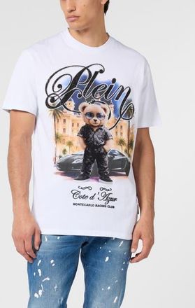 Philipp Plein Round Neck T-Shirt Teddy Racing Men in White at Nordstrom, Size X-Large