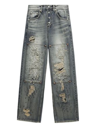 Thug Club Gerafelde jeans met studs - Blauw