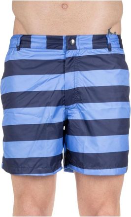 Aspesi Swimwear ALL Over Line 2 - Heren - Strandmode - Blauw - M - Polyester - Badmode