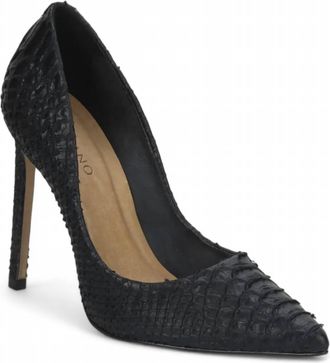 Carrano Womens Martini Snake Skin Embossed Leather Pump Heel In Black