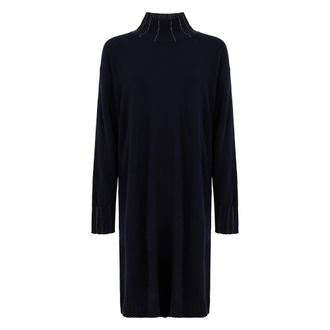 Fabiana Filippi Jurk met hoge hals - Dames - Kleedjes - Zwart - M - Wol - Kleedjes