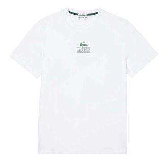 Lacoste Heren Geborduurd Logo Katoenen T-Shirt (Wit)