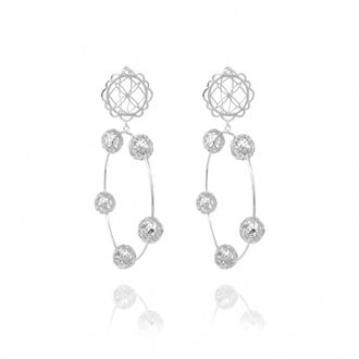 Georgina Jewelry Womens Flower Sphere Hoops Earring In Silver