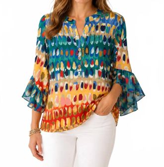 Multiples Strong Love For You Blouse In Multi Color