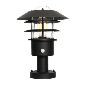 Netlighting Helsingor 1 Light PIR Pedestal Lantern Black IP44