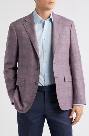 Canali Kei Trim Fit Plaid Wool Sport Coat in Light Purple at Nordstrom Rack, Size 49 Us / 62 Eu Regular