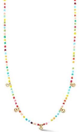 Sphera Milano Smiley Face Charm Beaded Choker Necklace in Gold at Nordstrom Rack