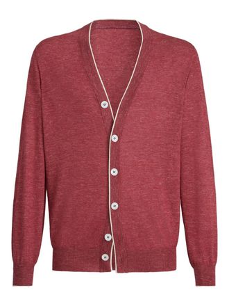 Brunello Cucinelli button-fastening V-neck cardigan - Red