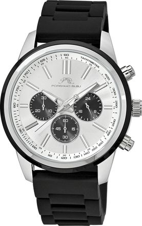 Porsamo Bleu Logan Chronograph Silicon Silver Tone & Black Mens Watch 1451ALOR