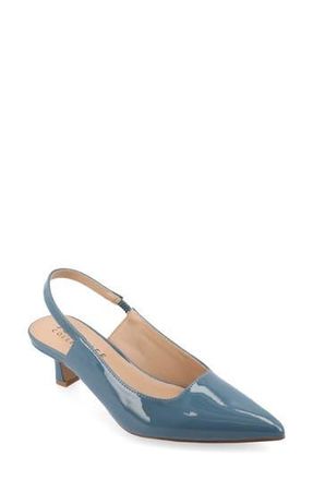 Journee Collection Paulina Slingback Pump - Wide Width in Patent/Blue at Nordstrom Rack, Size 5.5