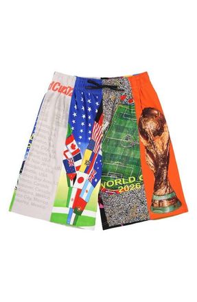 Pleasures World Cup Drawstring Cotton Shorts in Multi at Nordstrom, Size Xx-Large