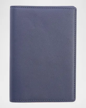 Royce Leather Personalized Leather RFID-Blocking Passport Wallet with Vaccine Card Pocket