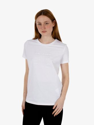 Elisabetta Franchi T-shirt in jersey con logo ricamato bianco