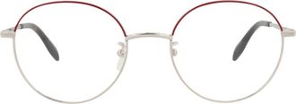 Alexander McQueen 53mm Cat Eye Optical Glasses in Silver Silver Transparent at Nordstrom Rack