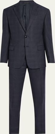 Giorgio Armani Mens Tonal Check Single-Breasted Suit
