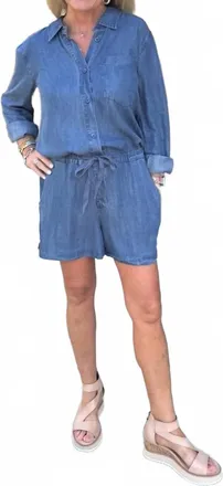 bobi Tab Sleeve Short Jumper In Denim