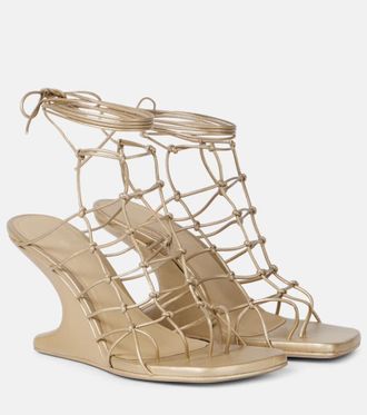 Rick Owens Web Cantilever woven leather wedges