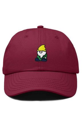 Dalix Gnome Embroidered Dad Hat in Maroon at Nordstrom