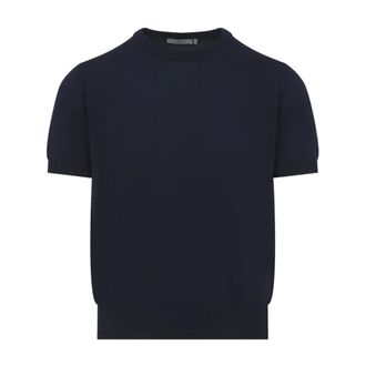 Canali Round-neck Knitwear, male, Blue, Size: S Round-neck Knit