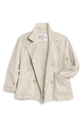 Frank & Eileen English Crop Cotton & Linen Peacoat in Cement at Nordstrom, Size X-Small