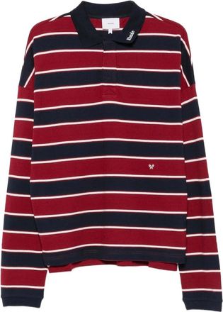 Rhude Tops, Heren, Rood, S, Katoen, Gestreept Poloshirt met Lange Mouwen