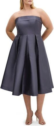 City Chic Tiffany Strapless Fit & Flare Dress in Platinum at Nordstrom Rack, Size Xs/14W