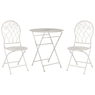 Beliani Beliani - Conjunto De Balc&oacute;n 2 Plazas De Metal Blanco Crema Mesa Sillas Desgastado Stiffe