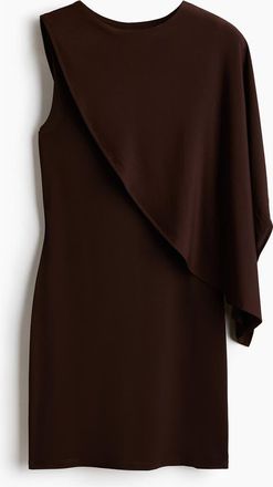 H&M Cape-detail Mini Dress in Dark Brown at Nordstrom, Size Xx-Small