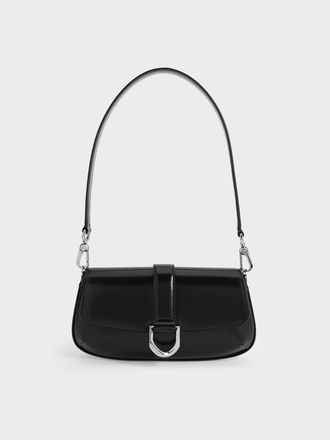 Charles & Keith Gabine Leather Elongated Shoulder Bag