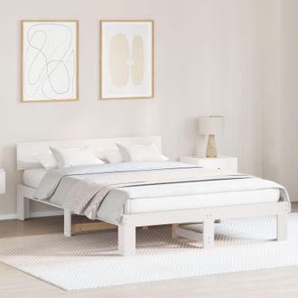 Berkfield Home Bed Frame with Headboard White 150x200 cm Solid Pine Wood