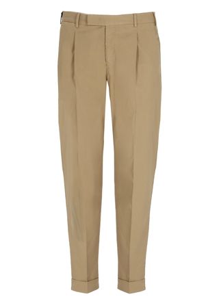 Pantaloni Torino Beige Cotton Straight-Leg Pants