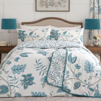 Dreams & Drapes Dreams&drapes - Samira - Set copripiumino reversibile e drappeggiato, per letto singolo, colore foglia di t&egrave;