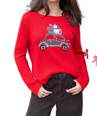 Wooden Ships Womens Merry Everything Crew Chunky Sweater In Red