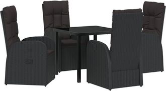 vidaXL Garden Dining Set with Cushion 5 pcs Black Poly Rattan vidaXL