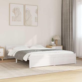 vidaXL Vidaxl - Estructura De Cama Sin Colch&oacute;n Madera Maciza Blanco 160x200 Cm