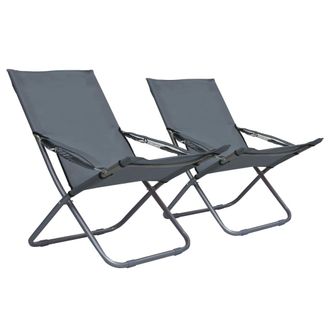 vidaXL Vidaxl - Sillas De Playa Plegables 2 Unidades Tela Gris
