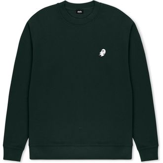 Dalix Ghost Relaxed Midweight Fleece Crewneck Sweatshirt in Pine Green at Nordstrom, Size Xx-Large