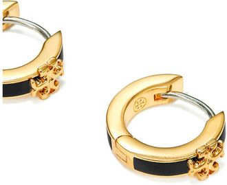 Tory Burch Womens Hoop Earrings Kira Metallic Brass